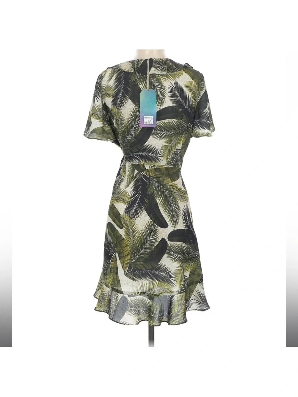 Show Me Your Mumu Winnie Wrap Dress Green Palm Tropical NEW - Picture 3 of 6